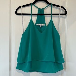 Lovers + Friends - Teal Green Satin Camisole Spaghetti Strap Racerback Tank Top